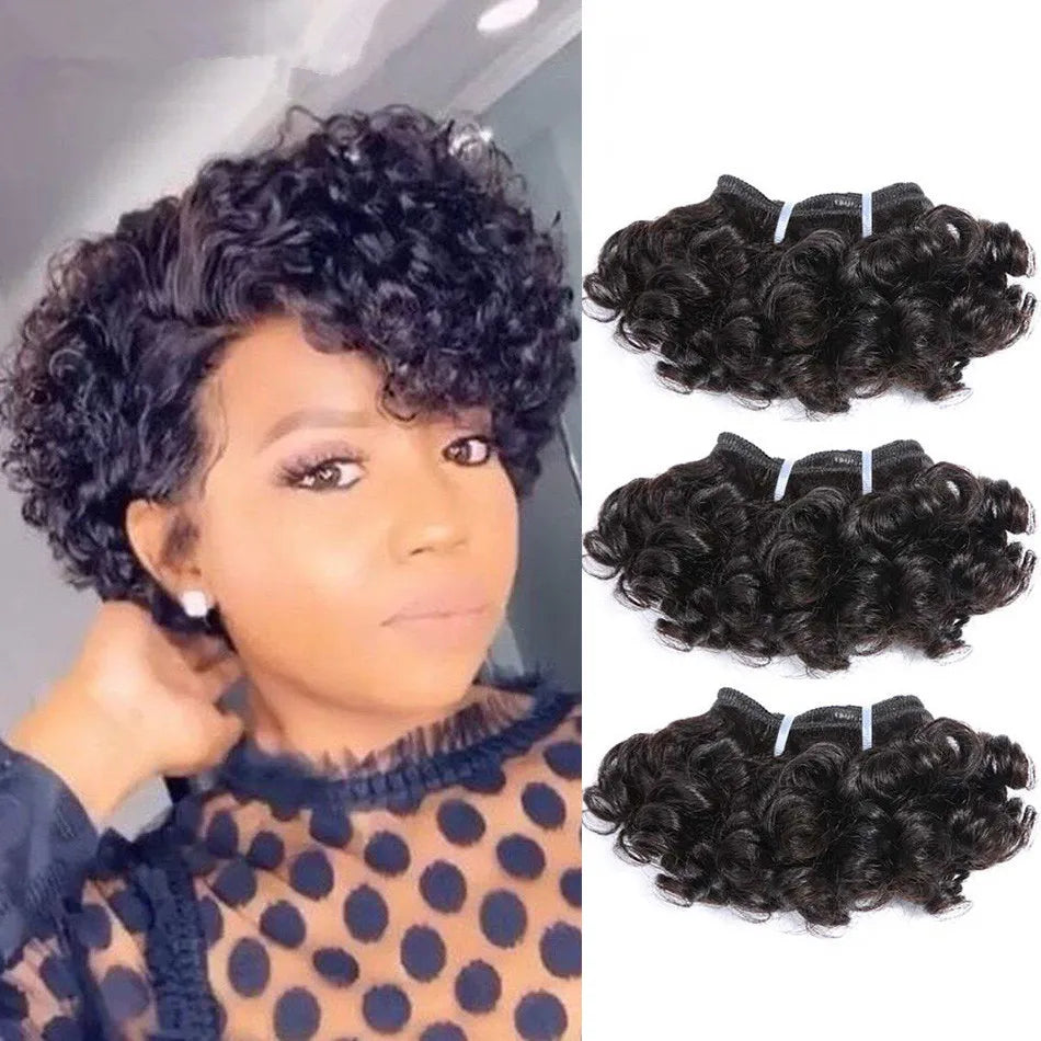 Tissages courts grosses belles boucles naturelles - d'origine de Macapa - Perruque naturelle